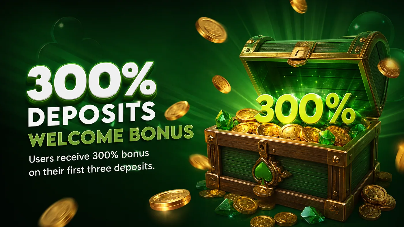 300% Deposits Welcome Bonus — 300% bonus on your first three deposits